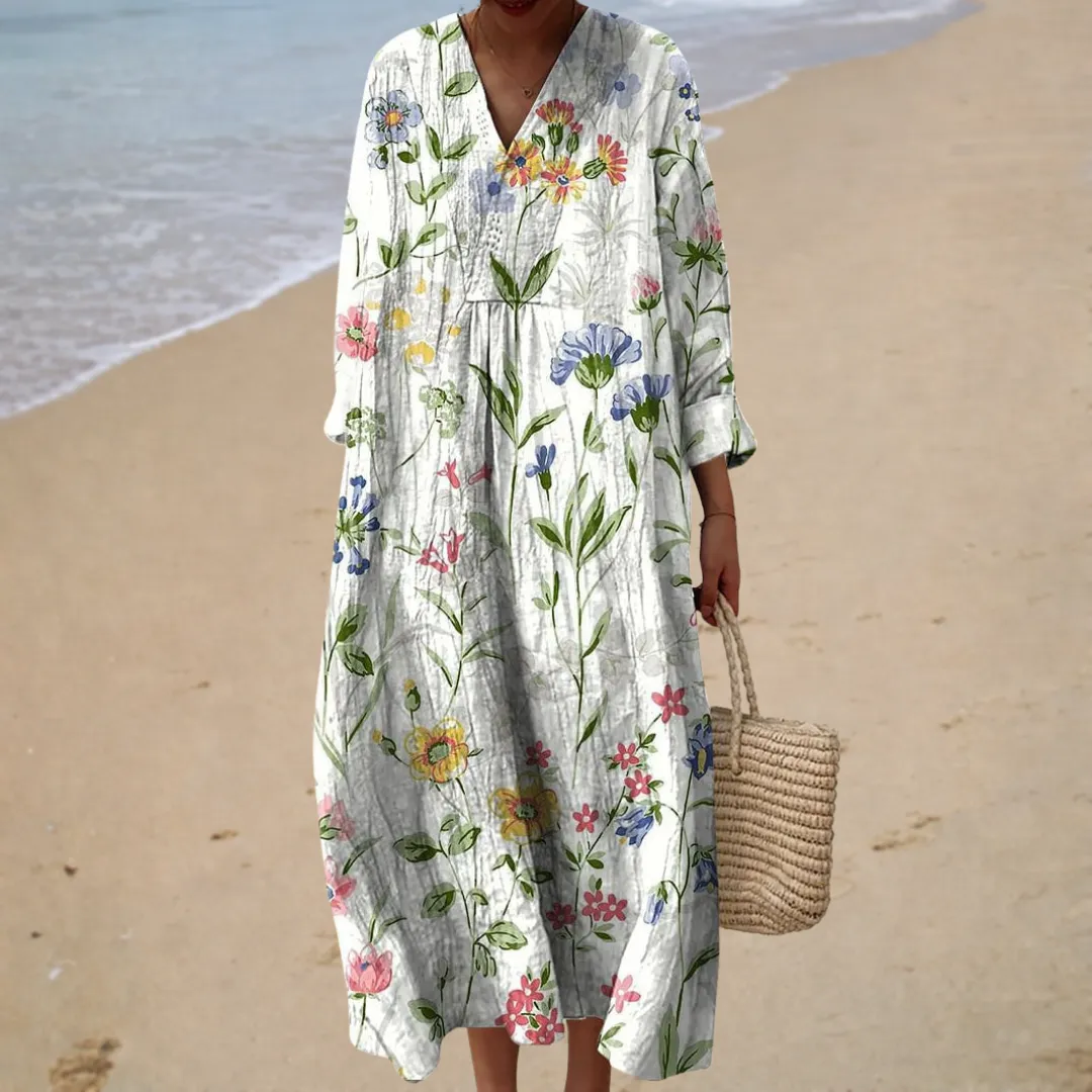 Vestido de verão estampado lisonjeiro