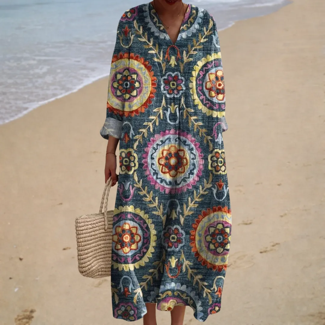 Vestido de verão estampado lisonjeiro
