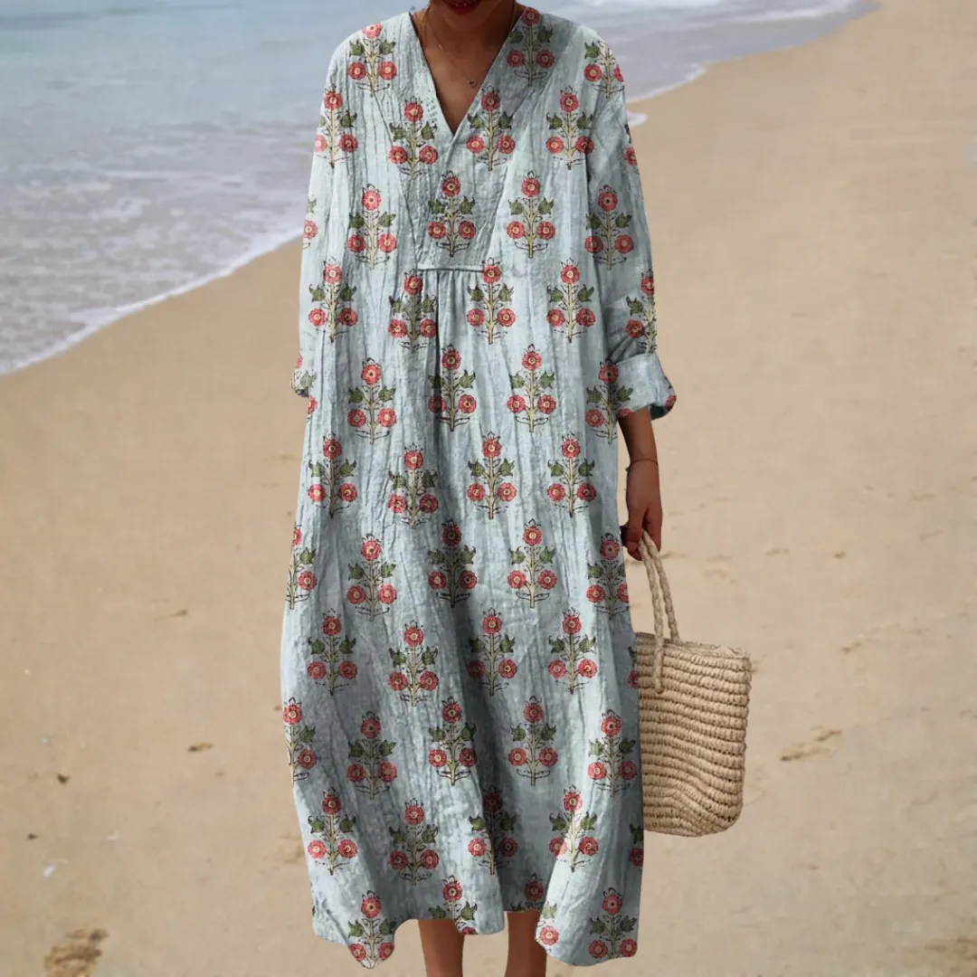 Vestido de verão estampado lisonjeiro