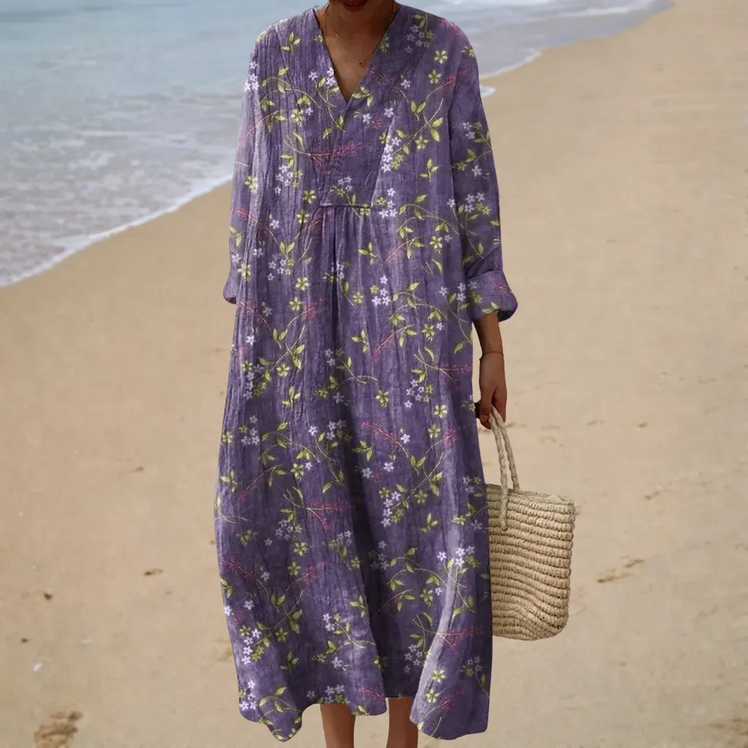 Vestido de verão estampado lisonjeiro