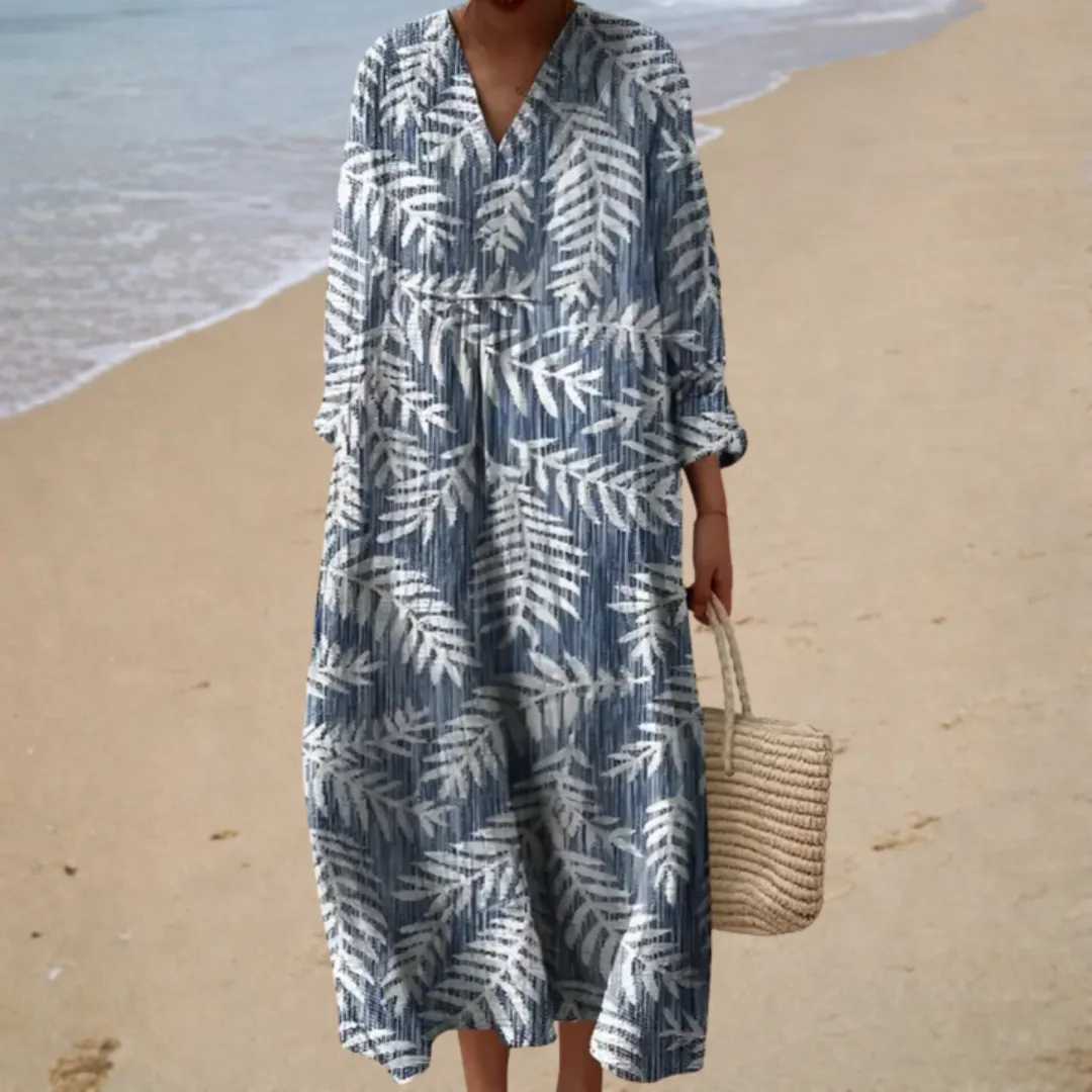 Vestido de verão estampado lisonjeiro